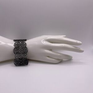 MLT Hematite by JCP Women's Gunmetal Filigree Geometric Link Bracelet
